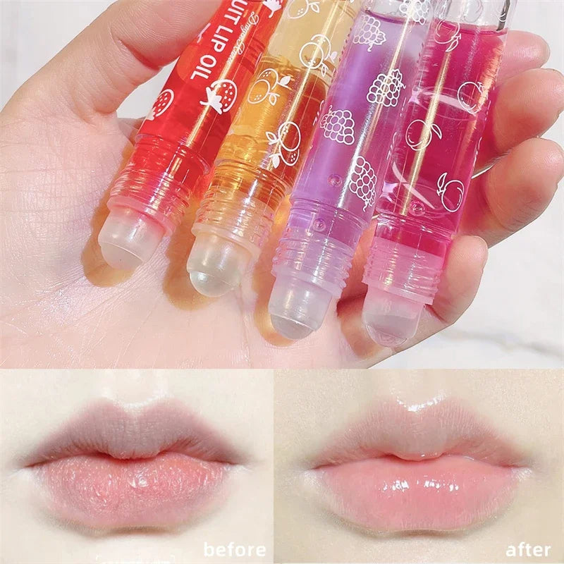 Lip Gloss Fresh Fruit Roll-on Lip Balm Lips Makeup Primer Moisturizing Clear Transparent Lip Oil Long Lasting Hydrating