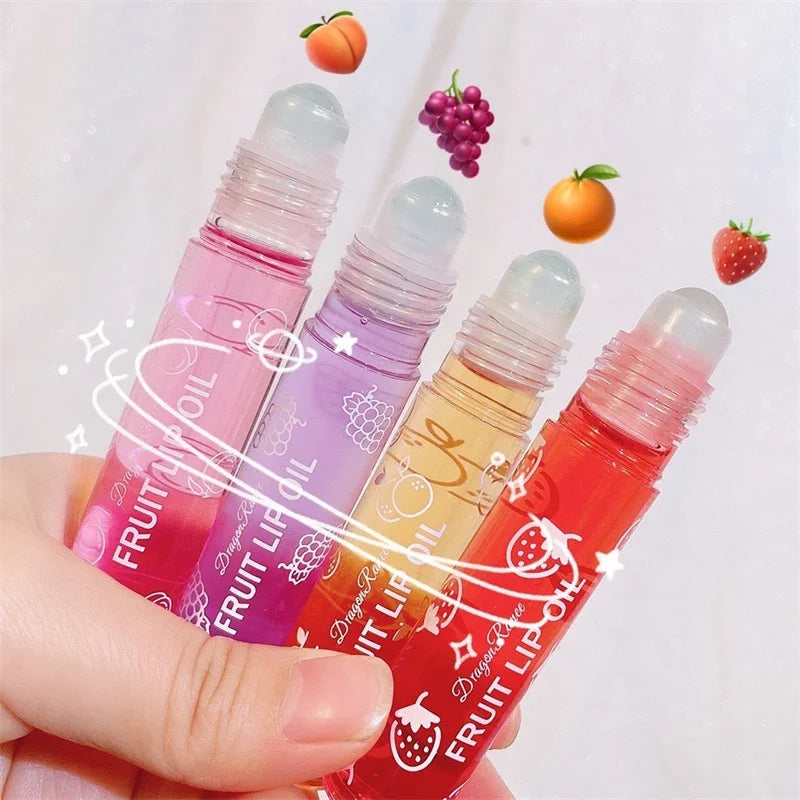 Lip Gloss Fresh Fruit Roll-on Lip Balm Lips Makeup Primer Moisturizing Clear Transparent Lip Oil Long Lasting Hydrating