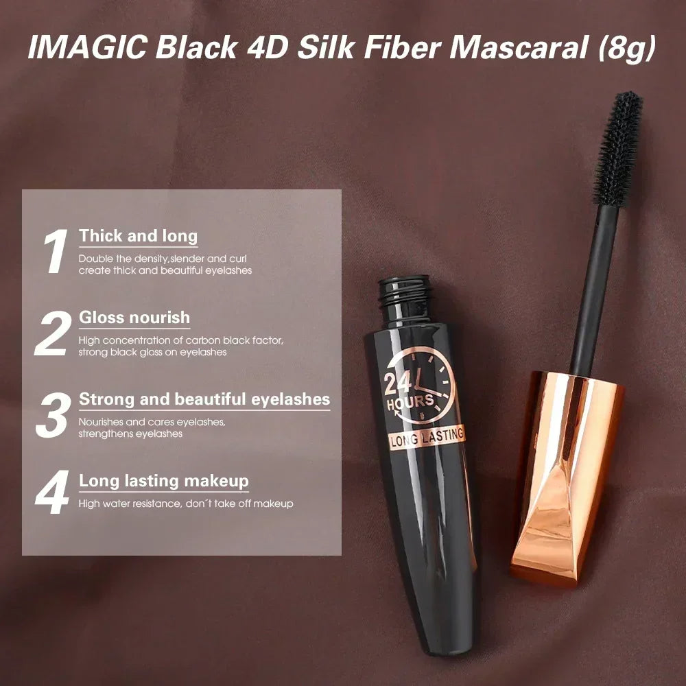 5D Waterproof Mascara Lengthening Eyelashes Women's Make-up Waterproof Mascara Black Silk Fibre Mascara New