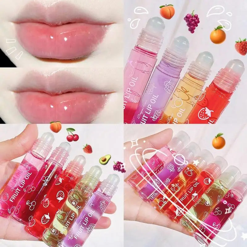 Lip Gloss Fresh Fruit Roll-on Lip Balm Lips Makeup Primer Moisturizing Clear Transparent Lip Oil Long Lasting Hydrating